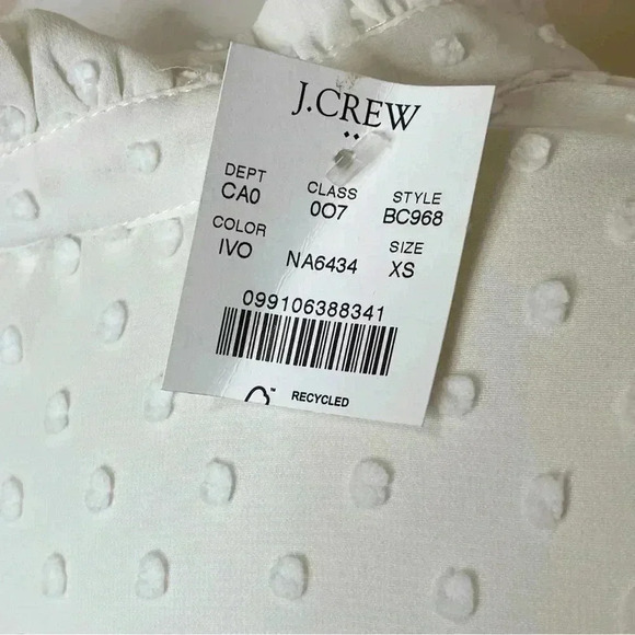 J.Crew V-neck ruffle sheer romantic blouse polka dot BC968  Twee new with tags - Picture 4 of 6